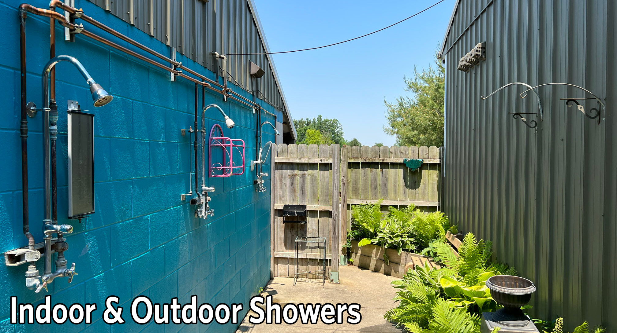 Indoor and outdoor showers