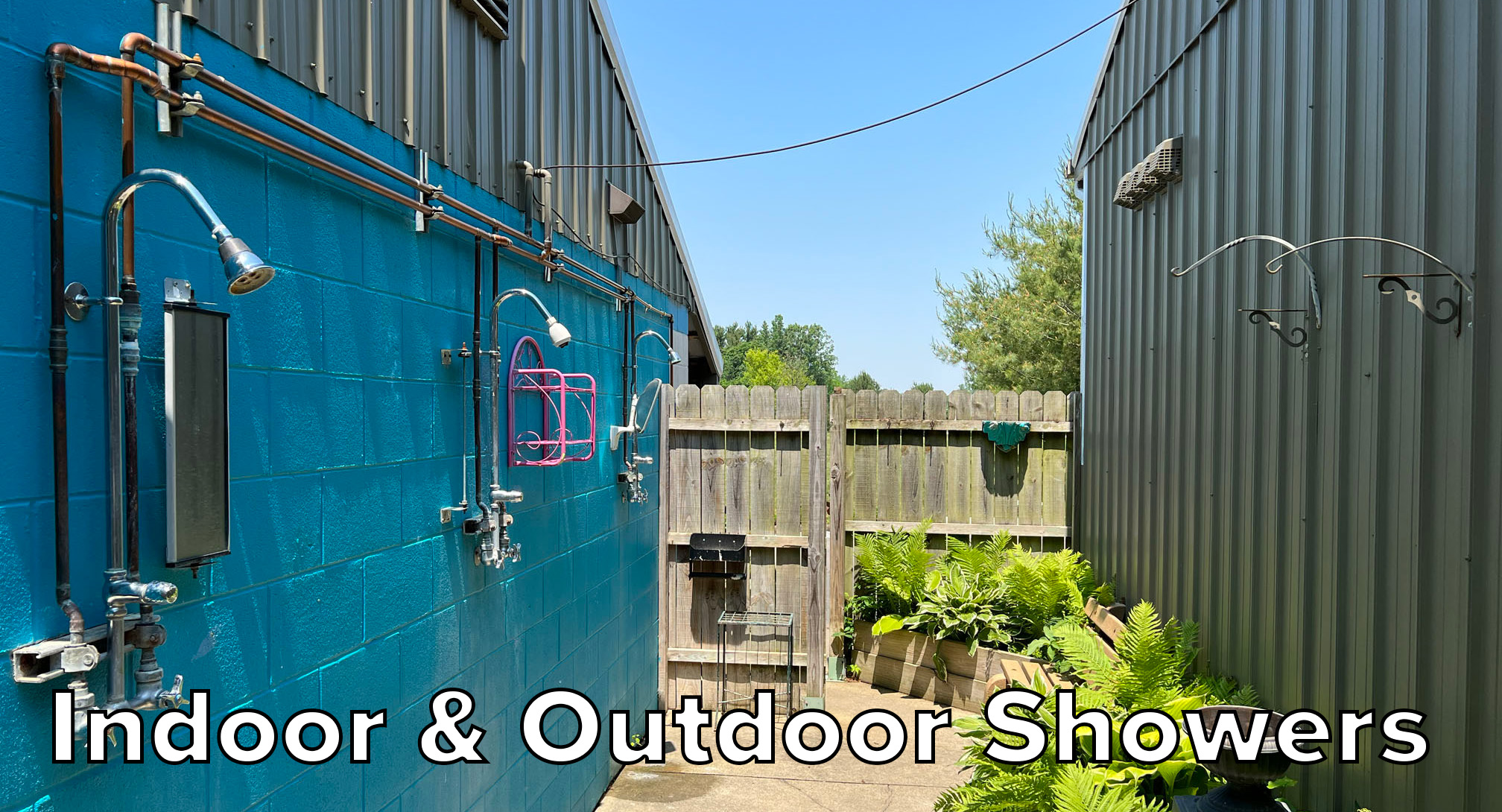 Indoor and outdoor showers