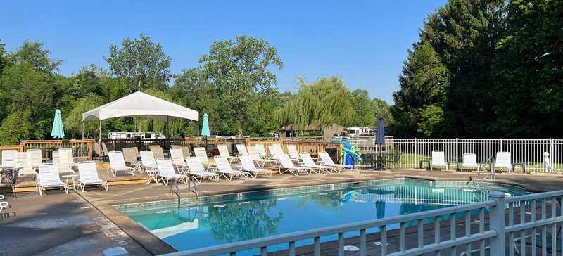 The heated saltwater pool