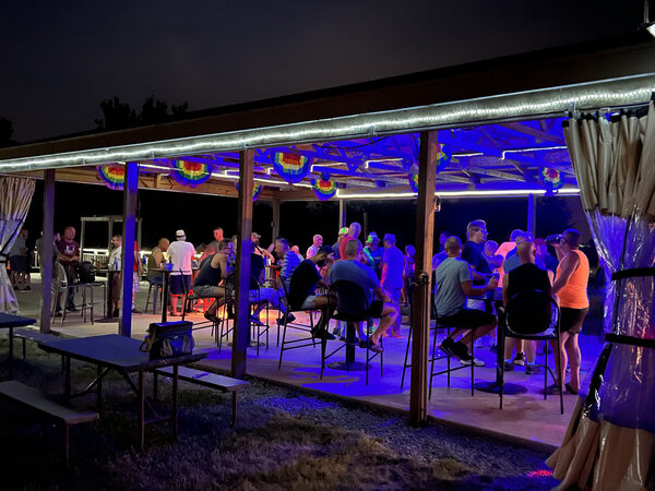 Club Steampunk patio at night