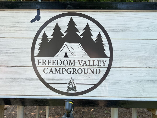 Freedom Valley Campground entrance sign
